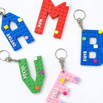 Personalised Lego Compatible Letter Keychain, 2 of 6