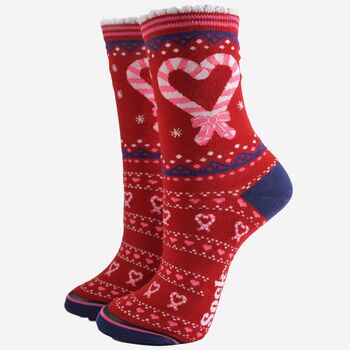 Women's Bamboo Socks Candy Cane Hearts, 2 of 5