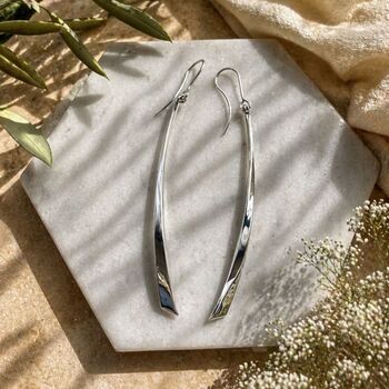 Sword Silver Long Drop Earrings, 3 of 8