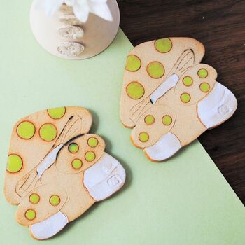 Ceramic Coasters Toadstool Mushroom With Green Dots, 2 of 5