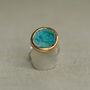 Large Round Emerald Turquoise Lagoon Adjustable Ring, thumbnail 3 of 4