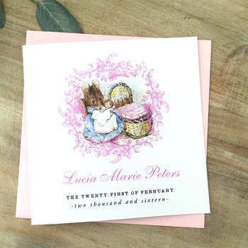 Beatrix Potter New Baby Or Christening Card Blue, 2 of 3