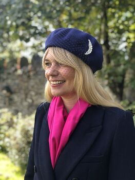 Navy Beret With Optional Veil And Accessories, 2 of 12