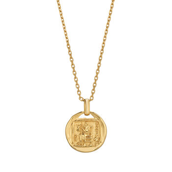 Gold Plated Engraved Coin Pendant Necklace, 2 of 3