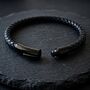 Leather Clasp Bracelet Black, thumbnail 3 of 9