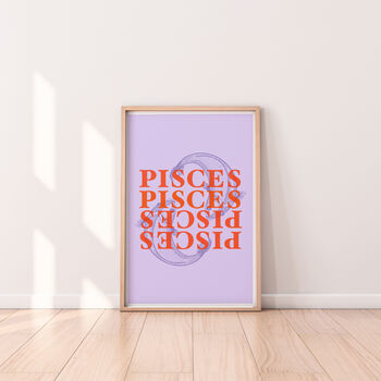 Pisces Zodiac Typography Print, 2 of 6