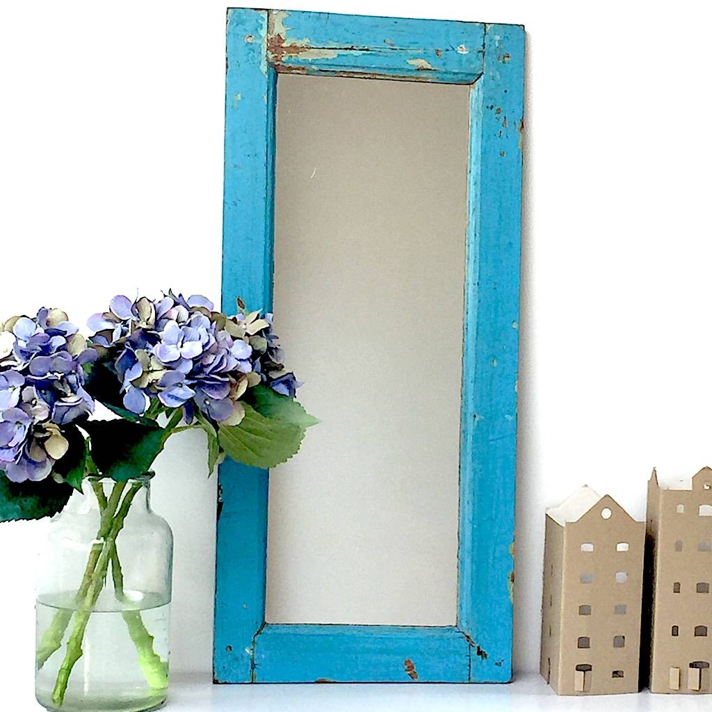 Turquoise Painted Wooden Mirror By Lovestruck Interiors