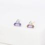 Lilac Purple Baguette And Round Cz Stud Earrings, thumbnail 1 of 12