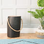 Natural Teak Round Black Stool Side Table With Rope, thumbnail 1 of 4