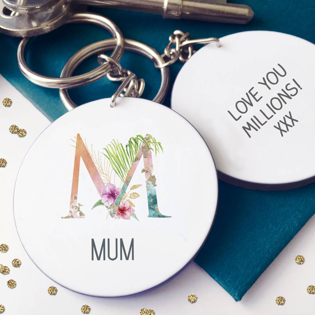 Image of Personalised Floral Monogram Mum Keyring