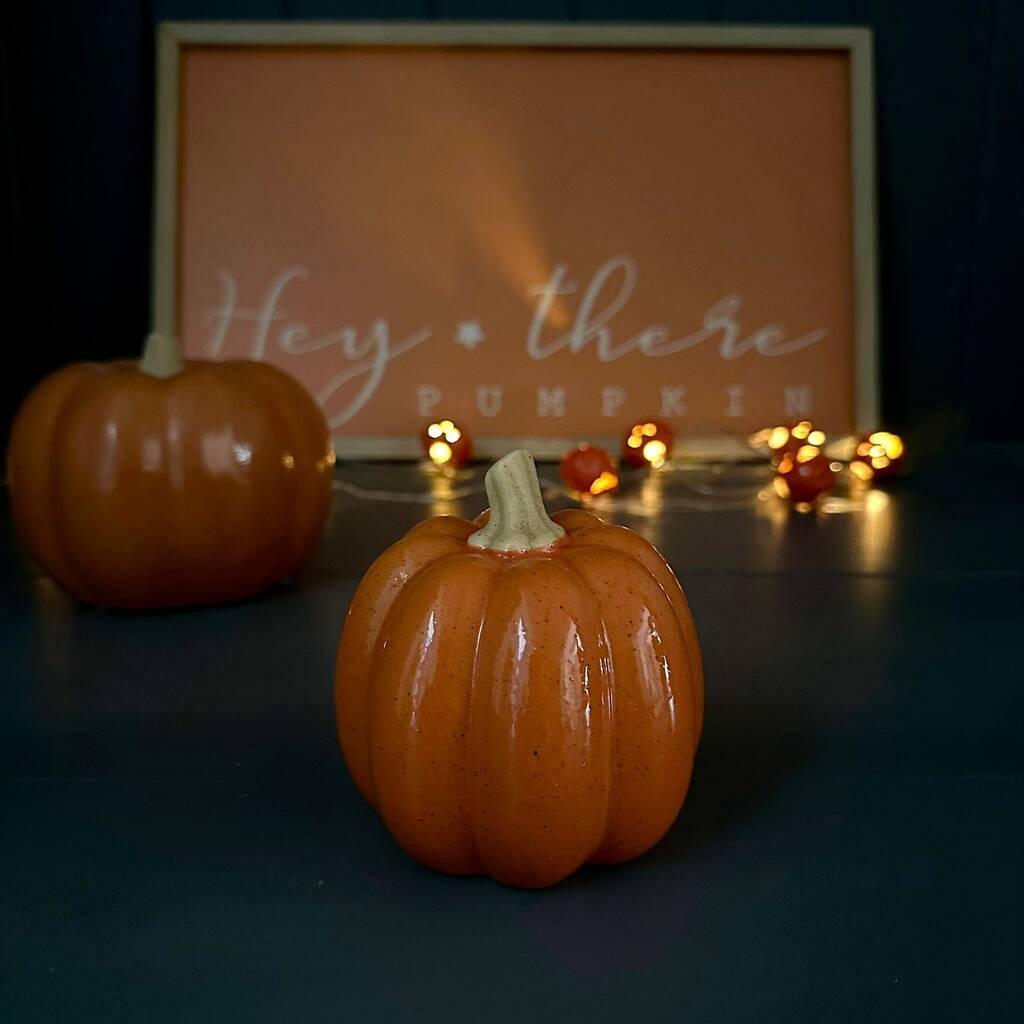 Ceramic Orange Pumpkin Halloween Decoration 9.5cm By Nest Gifts