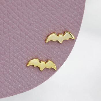 Tiny Bat Stud Earrings In Sterling Silver, 2 of 12