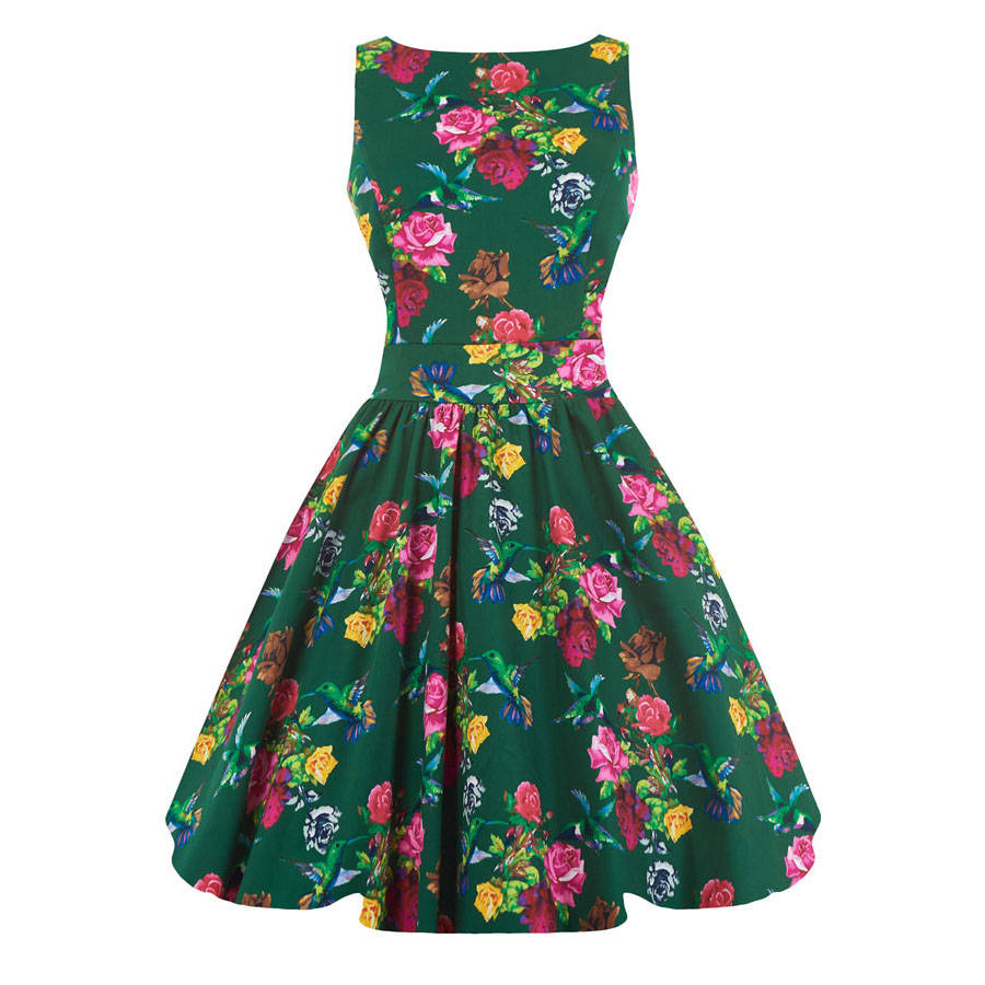 1950s Vintage Enchanting Birds Green Tea Dress By Lady Vintage ...