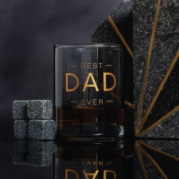Best Dad Ever Whisky Glass And Whisky Stones, 2 of 3