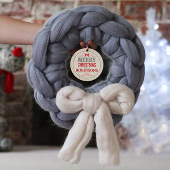 Handmade Personalised Chunky Knit Wreath, 5 of 5