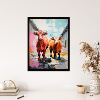 How Now Brown Cow Highlands Country Fun Wall Art Print, 4 of 6