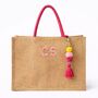 Personalised Square Jute Pom Pom Beach Shopper Tote Bag, thumbnail 2 of 5