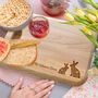 Personalised Floral Bunnies Beech Serving Board, thumbnail 3 of 3