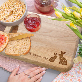 Personalised Floral Bunnies Beech Serving Board, 3 of 3