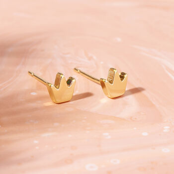 Tiny Crown Gold Plated Earrings, 2 of 4