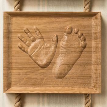 Solid Oak Baby Handprint And Footprint Keepsake, 11 of 11