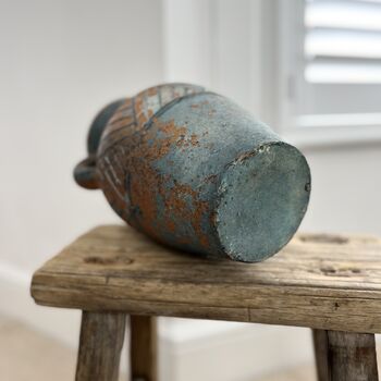 Vintage Mediterranean Blue Green Brown Amphora Vase, 6 of 6