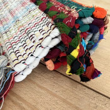 Recycled Cotton Rainbow Rag Rug 60cm X 90cm, 2 of 10