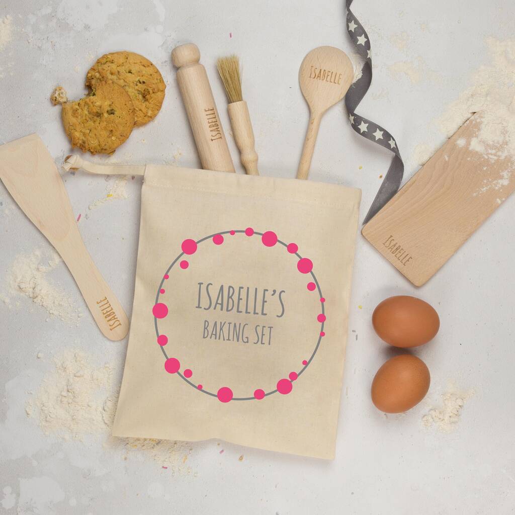 Personalised Childs Baking Set, Bubbles Wreath, 1 of 8