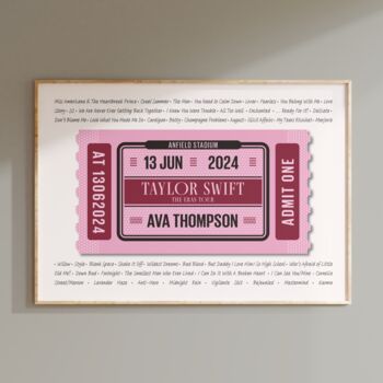 Taylor Swift The Eras Tour Setlist Personalised Ticket Print, 2 of 5