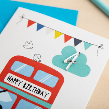 Personalised Bus Birthday Card With 3D Age, 3 of 4