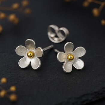 Sterling Silver Forget Me Not Flower Stud Earrings, 4 of 11