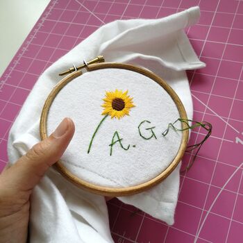 Hand Embroidered Monogram Handkerchief With Flower, 5 of 10