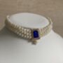 Blue 18 K Gold Plated Pearl Indian Choker Set, thumbnail 5 of 6