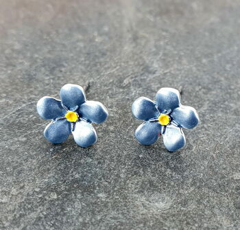 Forget Me Not Blue Flower Mini Stud Earrings, 2 of 4