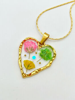 Heart Necklace With Colourful Gypsophila Flowers, 8 of 9