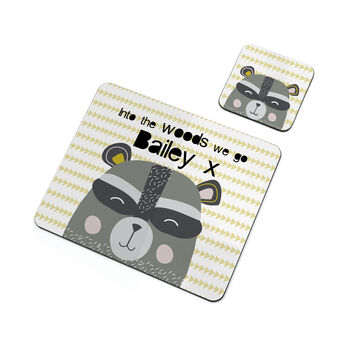 Personalised Kid's Racoon Placemat Set, 3 of 3