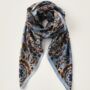 Blue Floral Antique Large Square Scarf, thumbnail 4 of 4