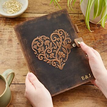 Personalised Heart Buffalo Leather Refillable Journal, 8 of 12