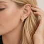 Gold Plated Sterling Silver Rectangle Huggie Hoop Earrings – 13mm X 9mm, thumbnail 4 of 7