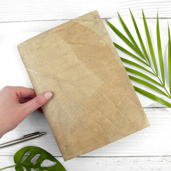 Vegan Teak Leaf Leather A5 Refillable Notebook, 8 of 12