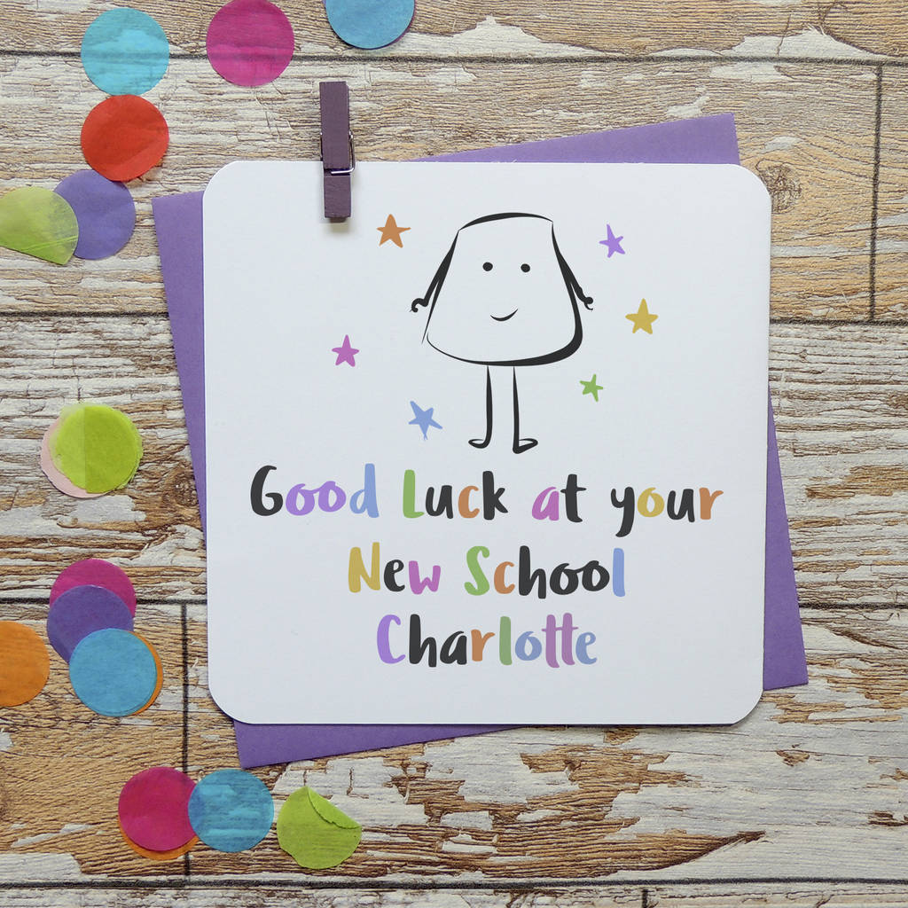 Good Luck At Your New School Personalised Card By Parsy Designs