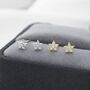 Tiny Cz Flower Stud Earrings In Sterling Silver, thumbnail 6 of 12