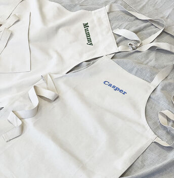 Organic Embroidered Mother's Day Matching Personalised Apron, 2 of 11