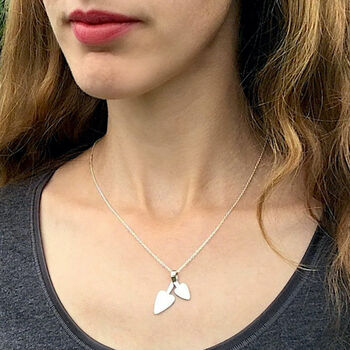 Mother’s Heart Leaf Sterling Silver Pendant, 3 of 4