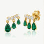 Women's Gold Stud Earrings With Emerald Green Stones In 18k Gold, Christmas Jewellery, thumbnail 1 of 3