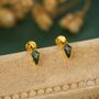 Sterling Silver Natural Kite Cut Moss Agate Internally Threaded Flat Back Earrings, thumbnail 3 of 11