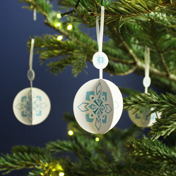 Christmas White Paper Bauble Kit Set Of Six, 4 of 4