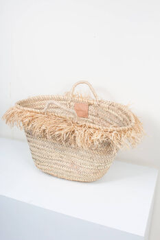 Raffia Tassel Basket, Natural, 2 of 6