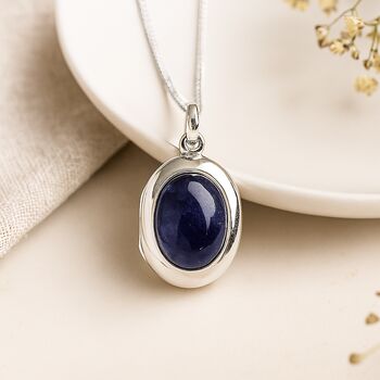 Personalised Sterling Silver Iolite Gemstone Locket, 2 of 11
