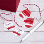 Red And White Christmas Knitted Effect Mitten Gift Tags, thumbnail 1 of 3